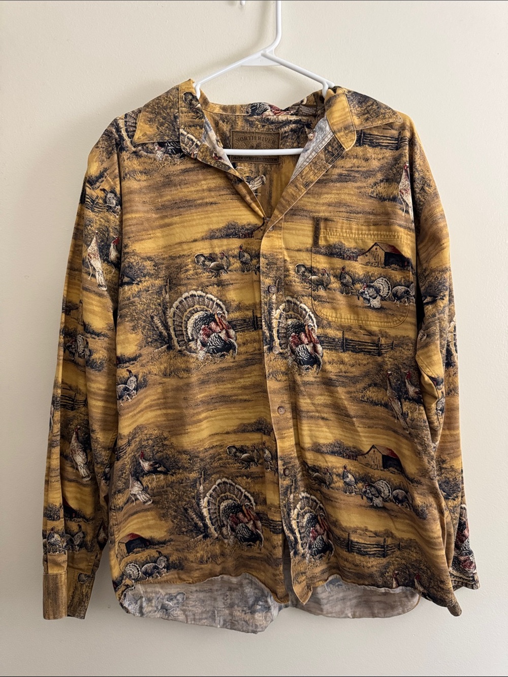 North River Outfitters Button-Up Shirt Jacket with Turkeys